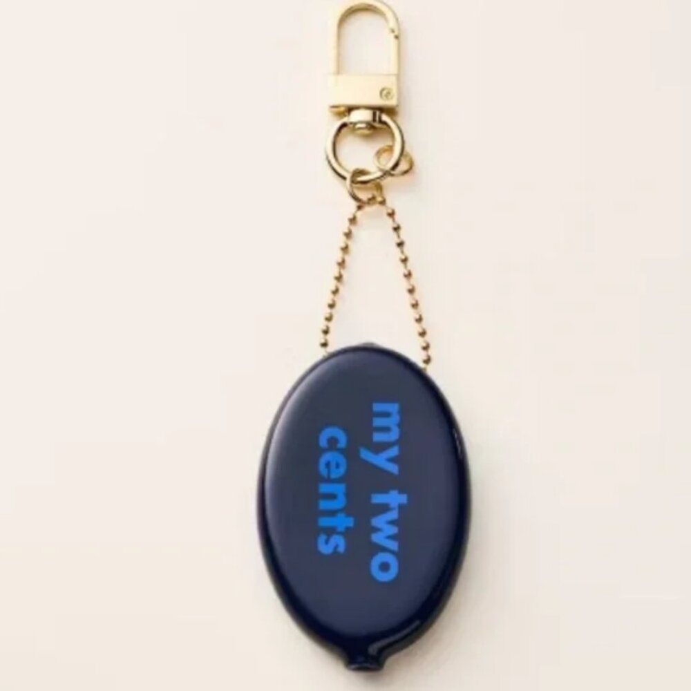 !!NWT!! Kate Spade x Target “my two cents“ Navy Blue Coin Holder Keychain